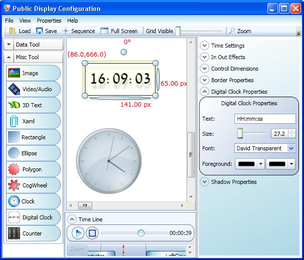 Envitech Europe Triple-D analog and digital clock - Example from Public Display Configuration application