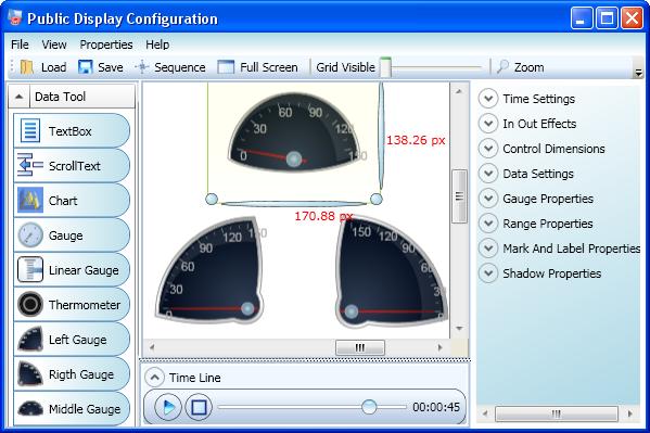 Envitech Europe Triple-D Sector Gauges - Example from Public Display Configuration application